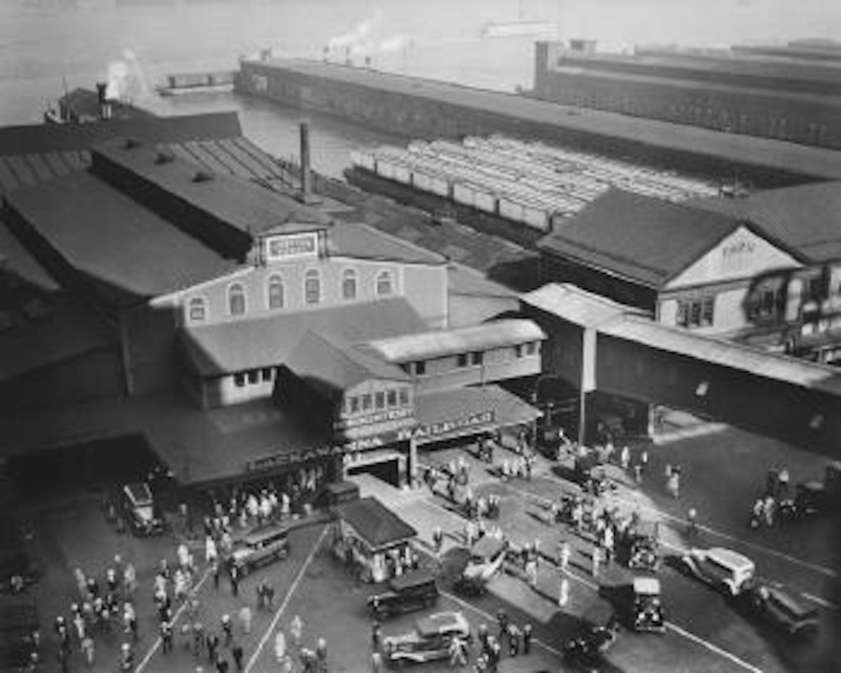 Hoboken Ferry Terminal, Barclay Street, New York by Berenice Abbott