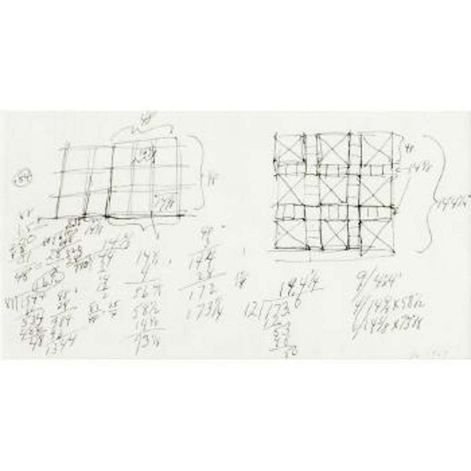 Working drawing for structural work by Sol LeWitt