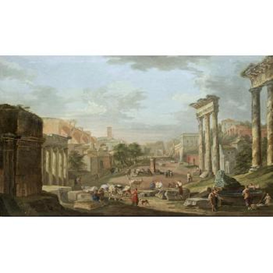 A  Capriccio of The Campo Vaccino, Rome by Hubert Robert