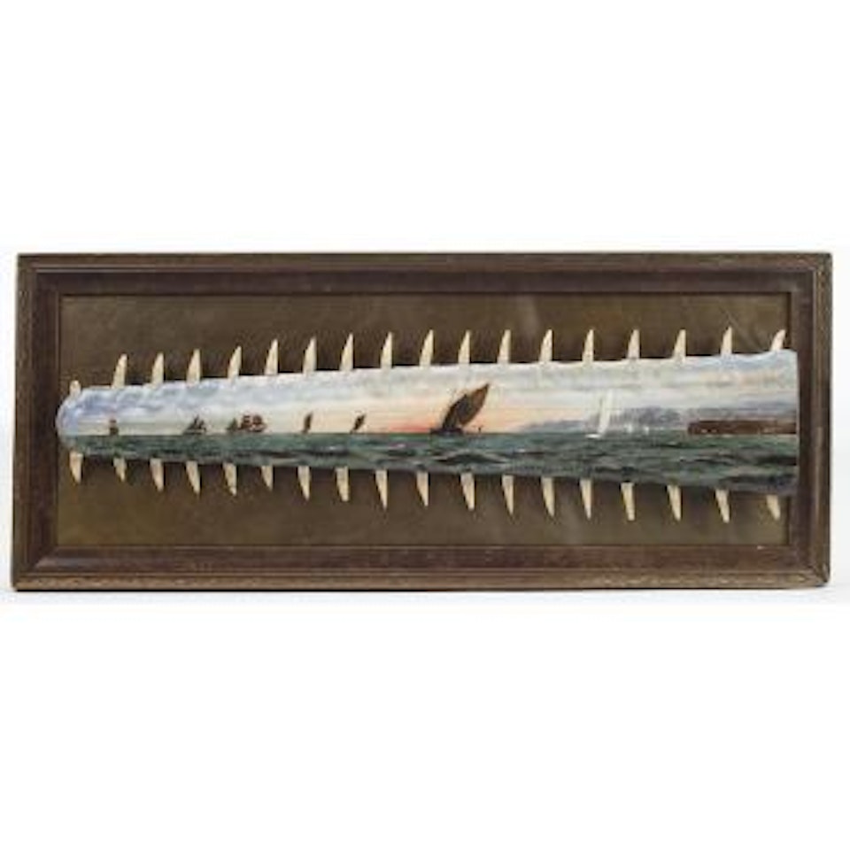 A painted and decorated Sawfish Bill by William Bradford