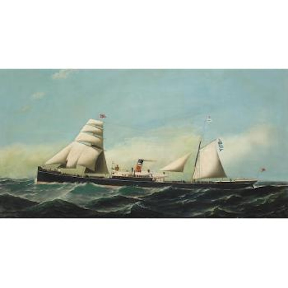 The British sail/steam vessel S.S. Claymore at sea by Antonio Jacobsen