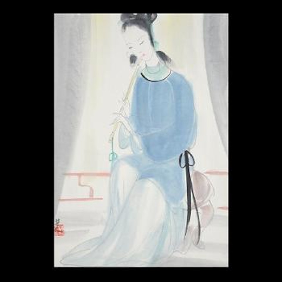 Lady with flute by Lin Fengmian