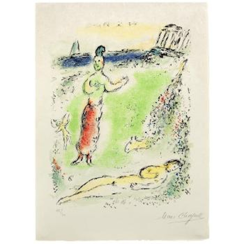 Athene puts Ulysses to sleep, from The Odyssey II (Mourlot 815; Cramer Books 96) by Marc Chagall