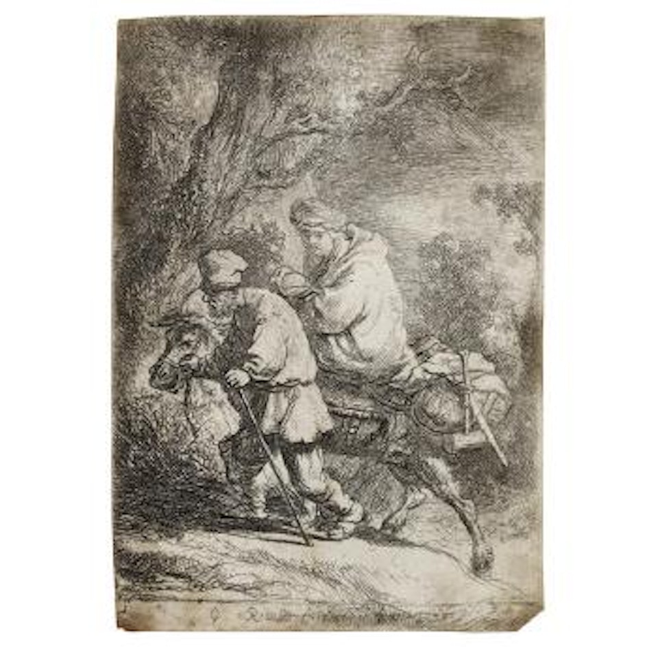 The Flight into Egypt: Small Plate (Bartsch 52; New Hollstein 117) by Attributed to Rembrandt Harmensz van Rijn