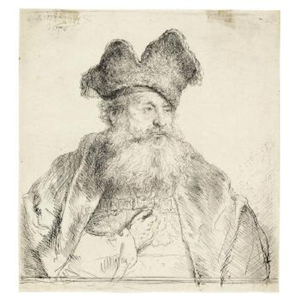 Old man with a divided fur cap (Bartsch 265; New Hollstein 182) by Attributed to Rembrandt Harmensz van Rijn