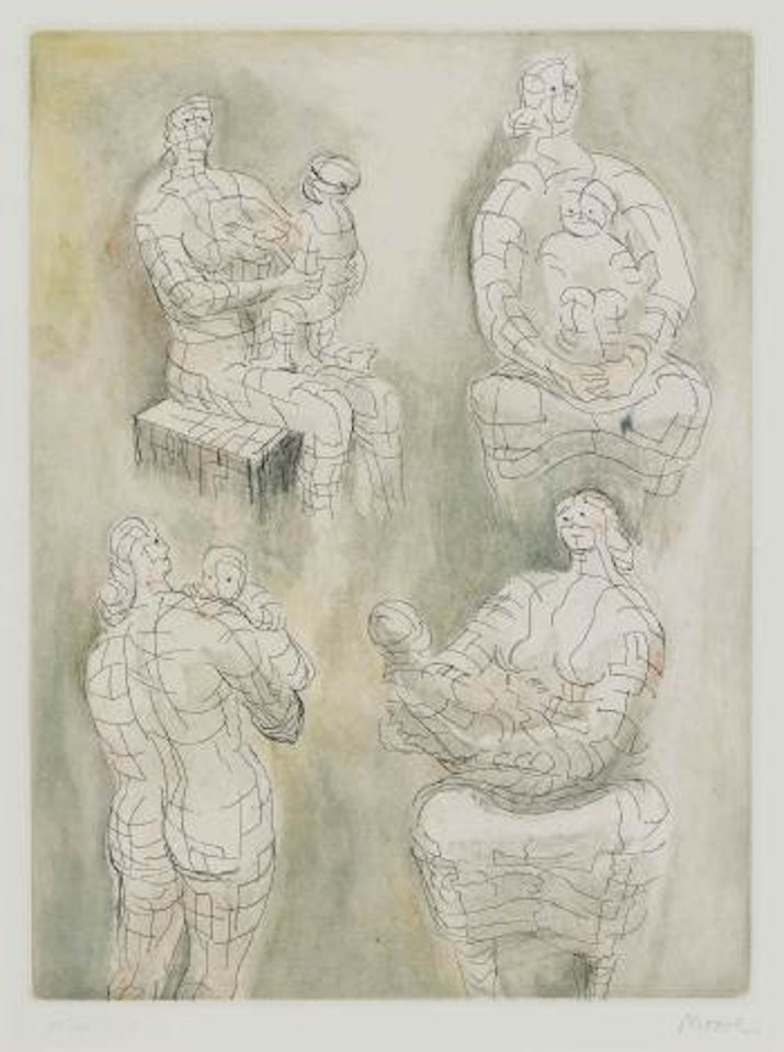 Four Mother and Child Studies by Henry Moore