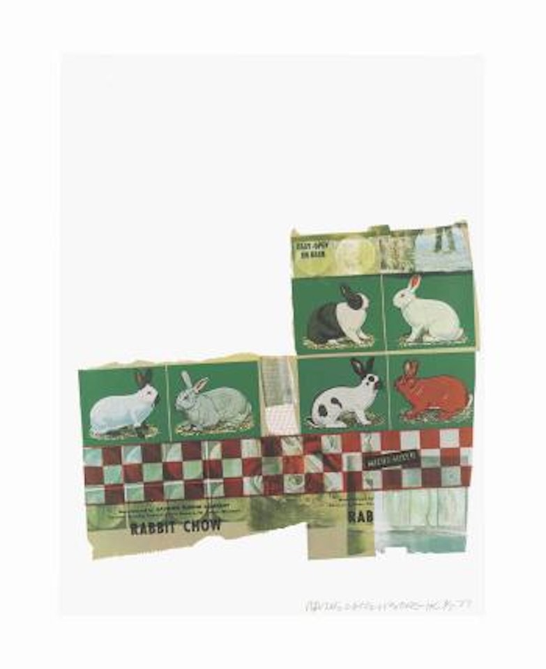 1: Rabbit, from Chow Bags; 2:  Mink, from Chow Bags by Robert Rauschenberg