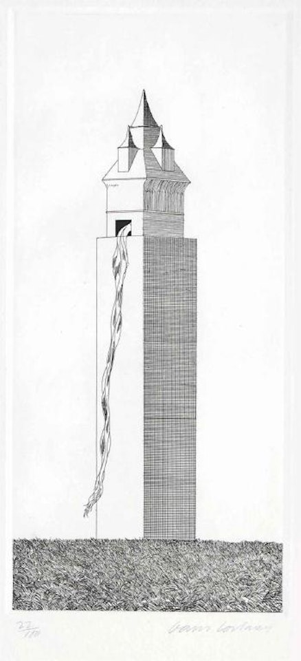 1: The Princess in Her Tower; 2: The Tower Had One Window, from Six Fairy Tales from Brother's Grimm by David Hockney