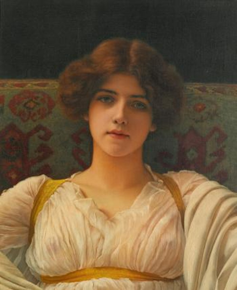 Study of A Head In Drapery, Miss Ethel Warwick by JOHN WILLIAM GODWARD, R.B.A.