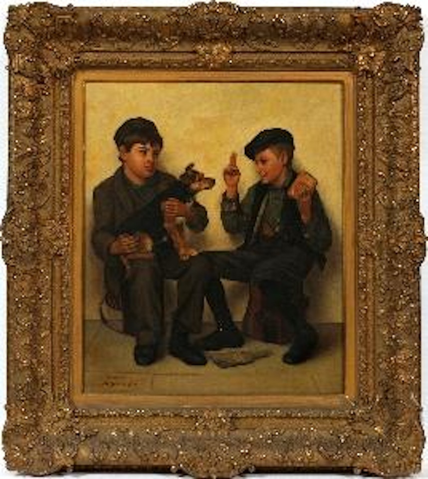 Two boys and Dog by John George Brown