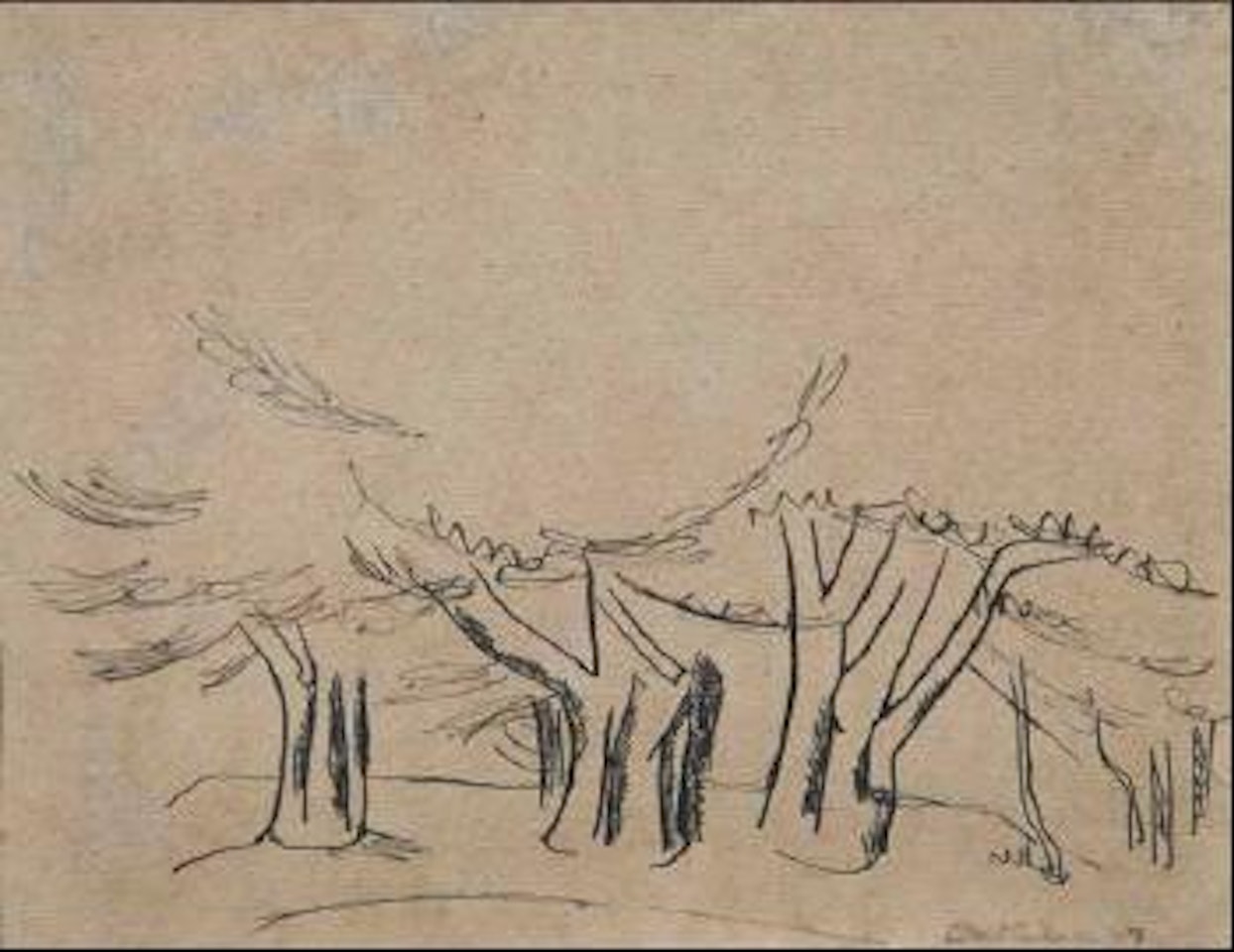 Macrocarpa trees, Ross Creek reservoir, Dunedin by Colin Mccahon