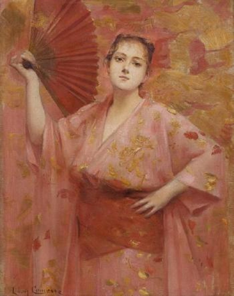 Jeune fille en kimono à l’éventail by Leon Comerre