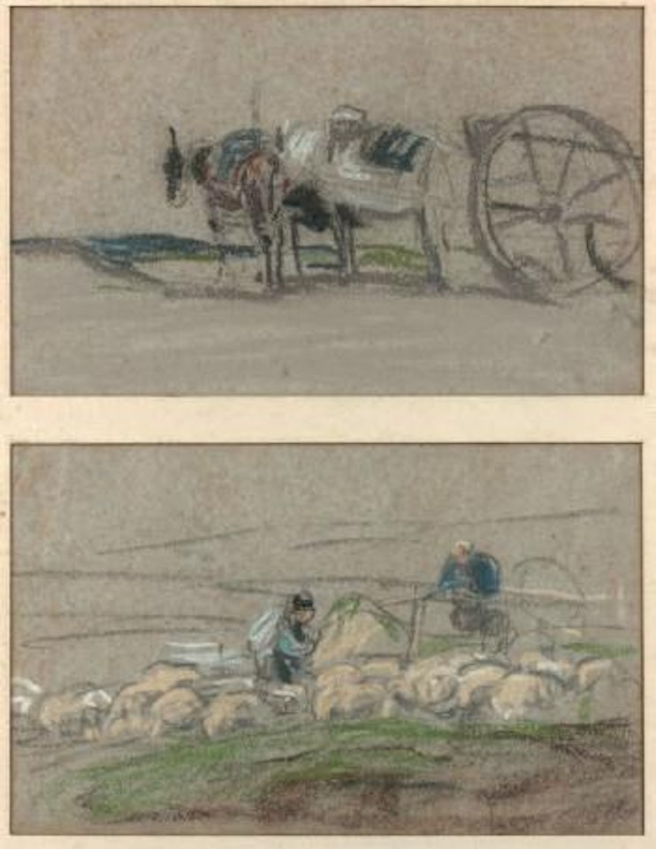 Charette Attelée; Bergers et Troupeaux by Eugène Boudin