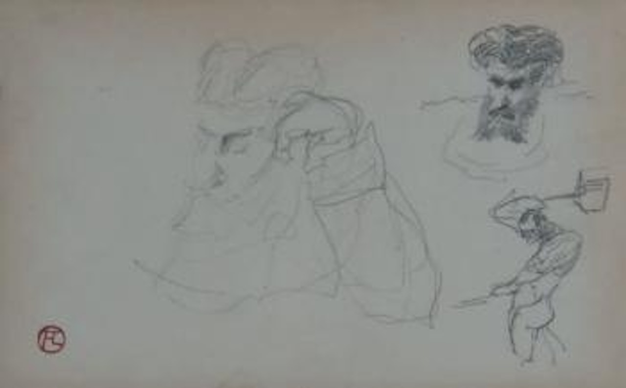 Personnages (recto);  Études de traction (verso) by Henri de Toulouse-Lautrec