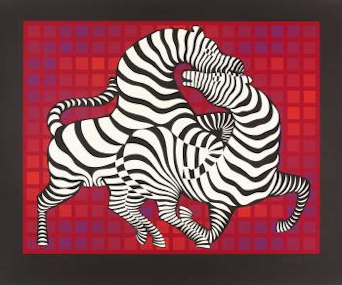 Playful zebras (red) aus: Figurativ by Victor Vasarely