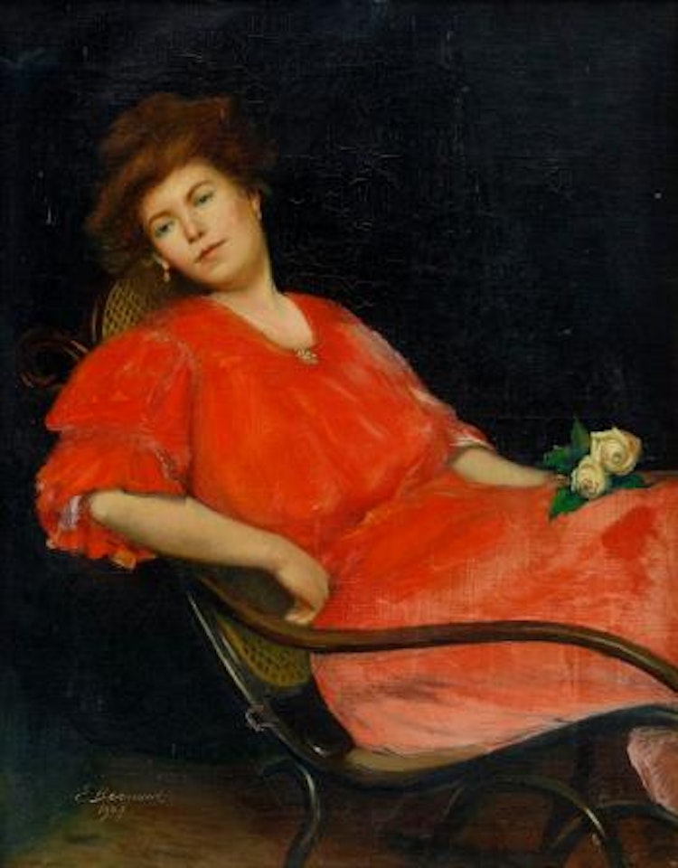 Flicka i rött by Emile Bernard