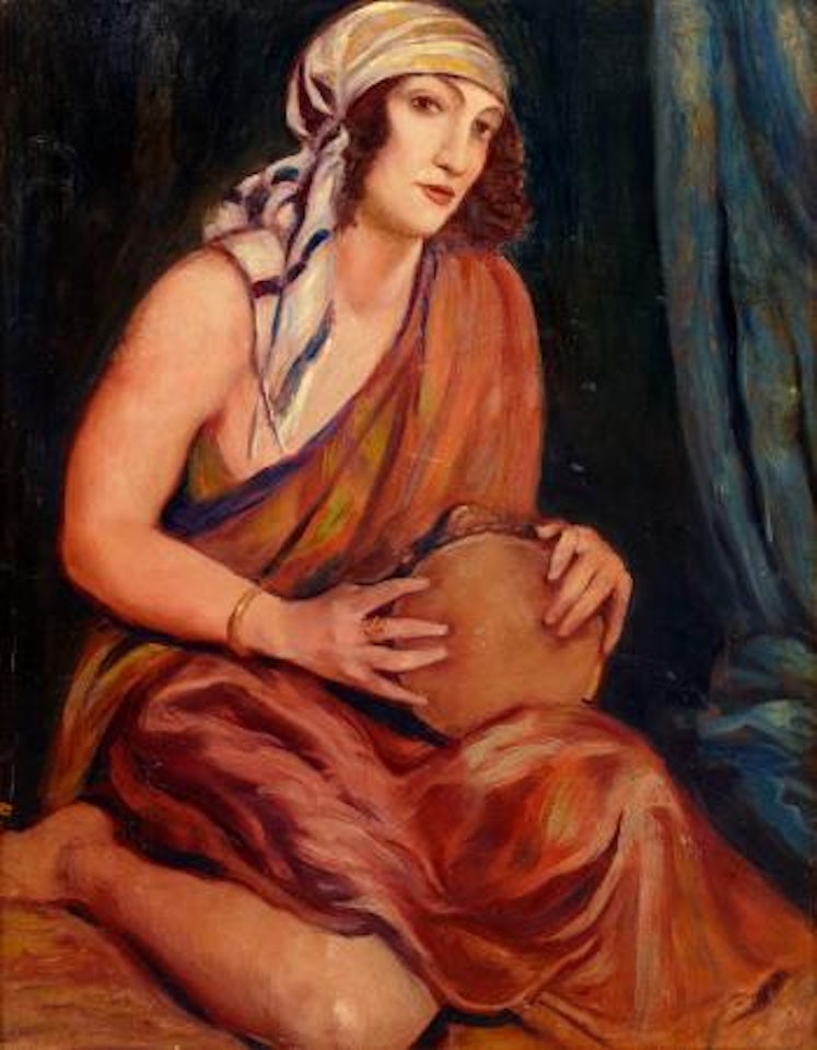 Orientalisk kvinna med tamburin by Emile Bernard