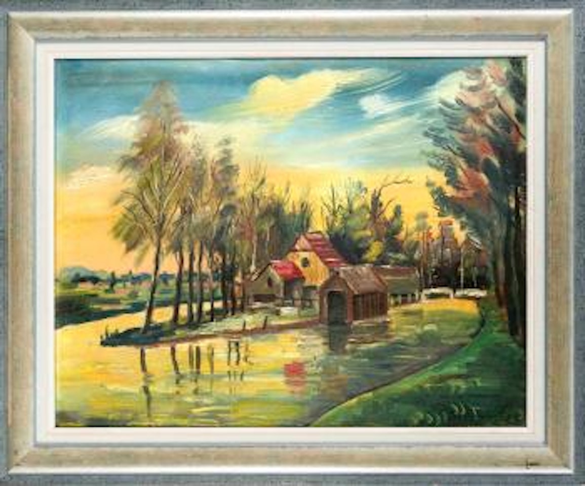 Bootshäuser am See by Franz Heckendorf