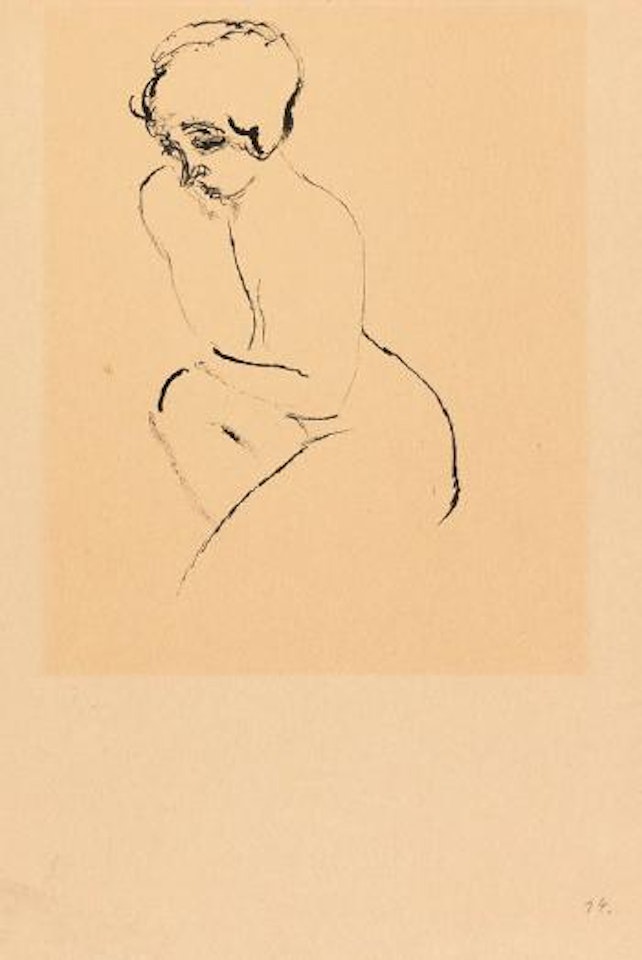 Hockender weiblicher Akt by George Grosz