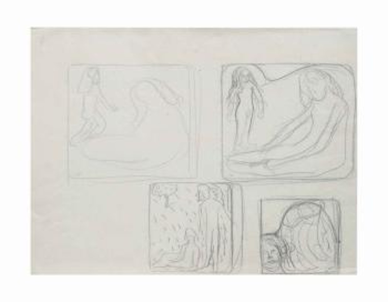 4 Skizzen zu Die gelben Mädchen by Cuno Amiet