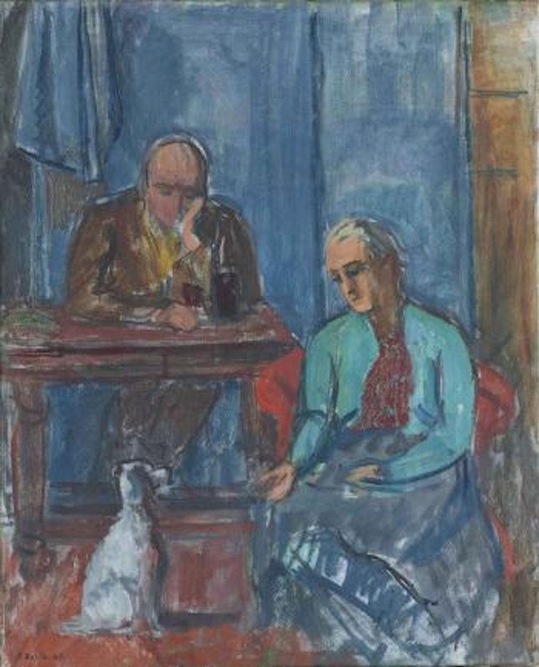 Selbstbildnis mit Gattin und Hund by Paul Basilius Barth