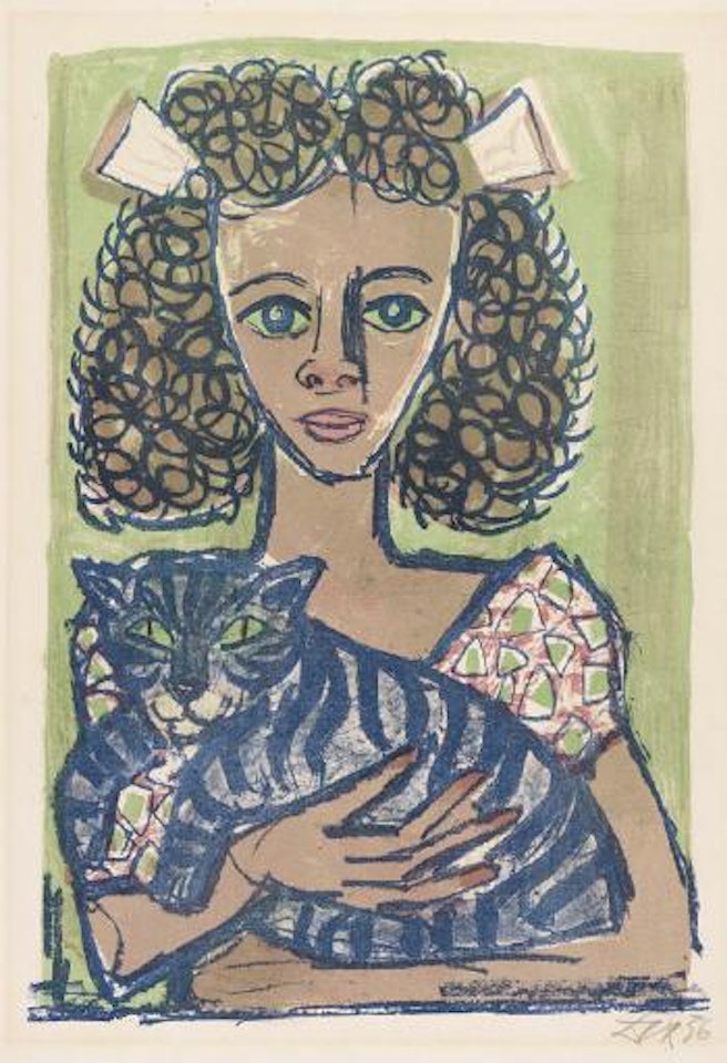 Mädchen mit Katze I by Otto Dix