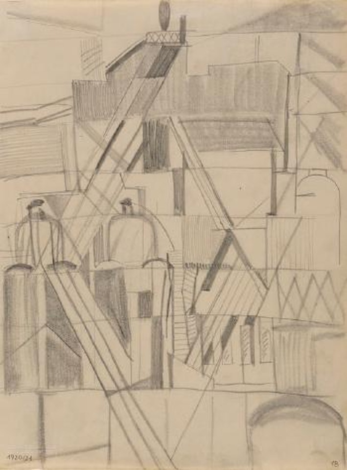 Stadtlandschaft; Lokomotive; Ohne Titel (Häuser) by Walter Dexel