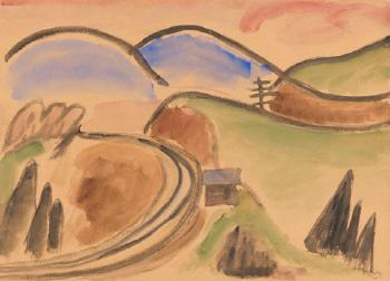 Landschaft (Kurve bei Berggeist) by Gabriele Münter