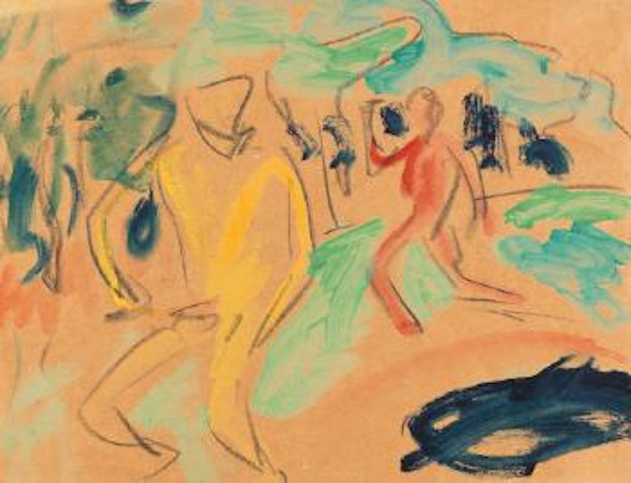 Badende (Figuren in Bewegung) by Ernst Ludwig Kirchner