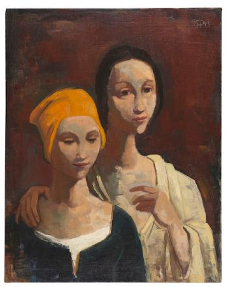 Porträt von zwei jungen Frauen by Karl Hofer