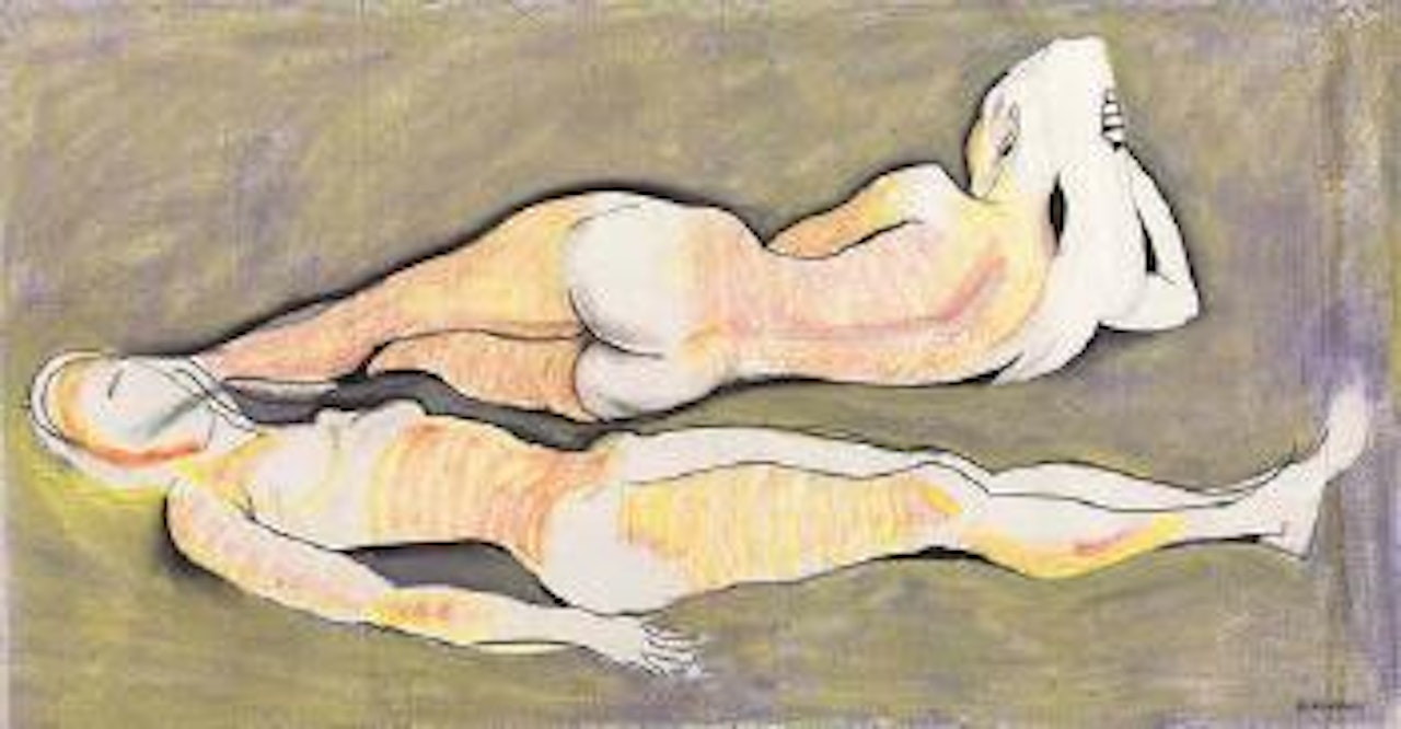 Two nudes bathing by Charles Blackman