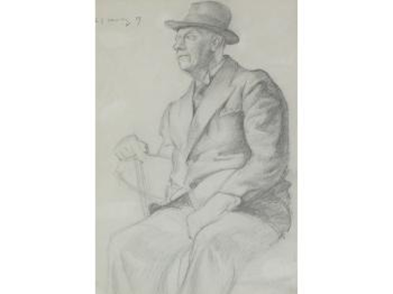 Self portrait of the artist seated by Laurence Stephen Lowry