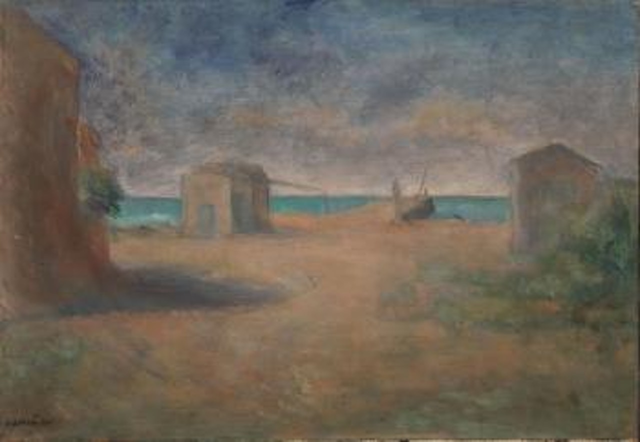 Capanni in riva al mare by Carlo Carra