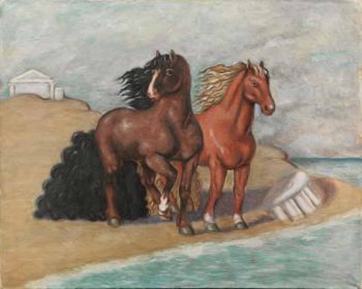 Cavalli in riva al mare by Giorgio de Chirico