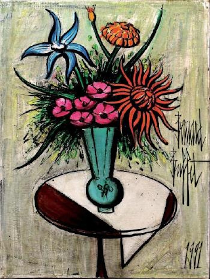Vase de fleurs sur un guéridon by Bernard Buffet