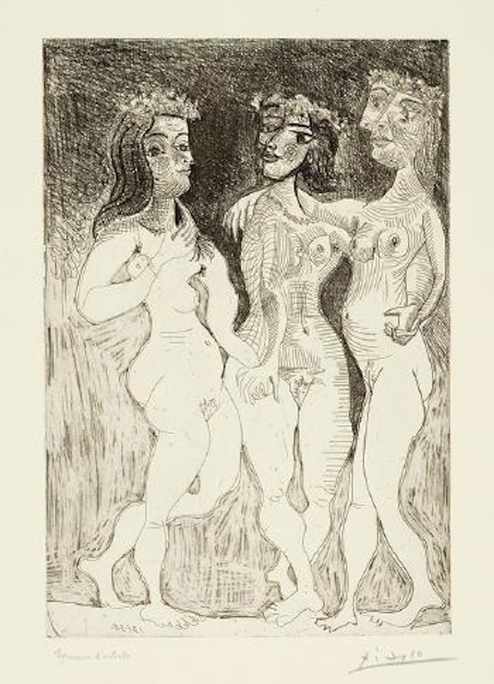 Les trois grâces couronnées de fleurs by Pablo Picasso