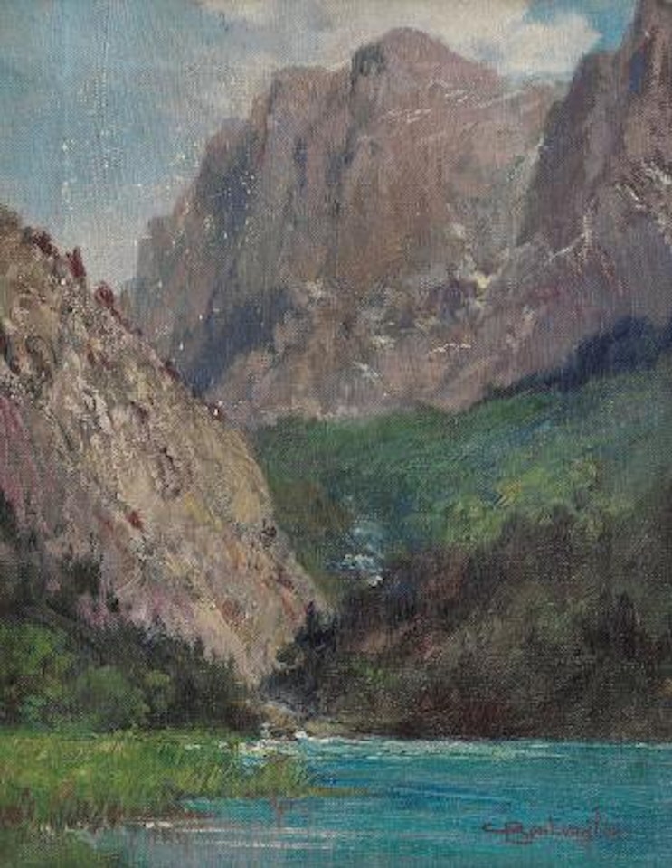 Paesaggio montano con laghetto by Cesare Bentivoglio