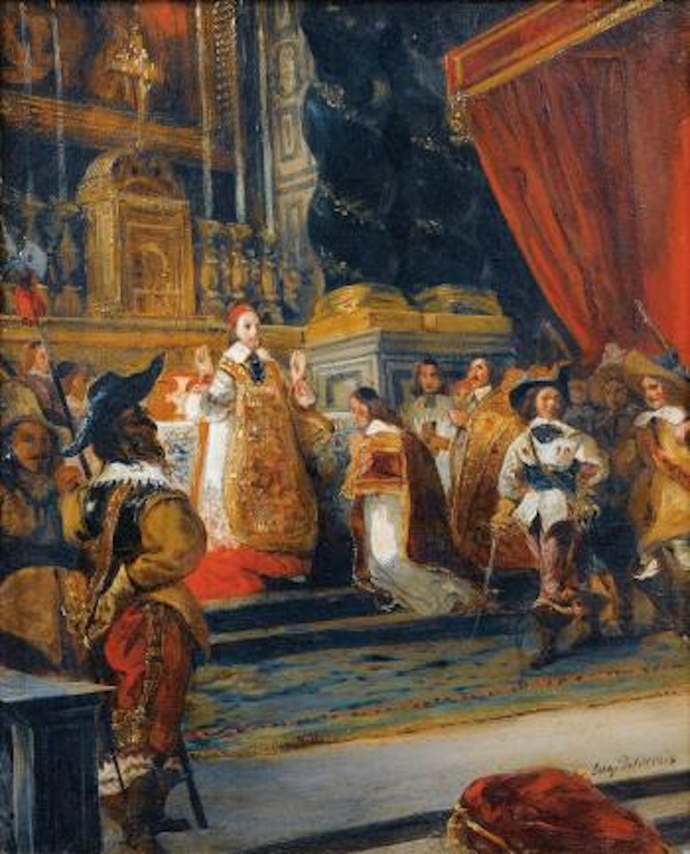 Le Cardinal De Richelieu Disant La Messe Dans La Chapelle Du Palais Royal by Eugene Delacroix