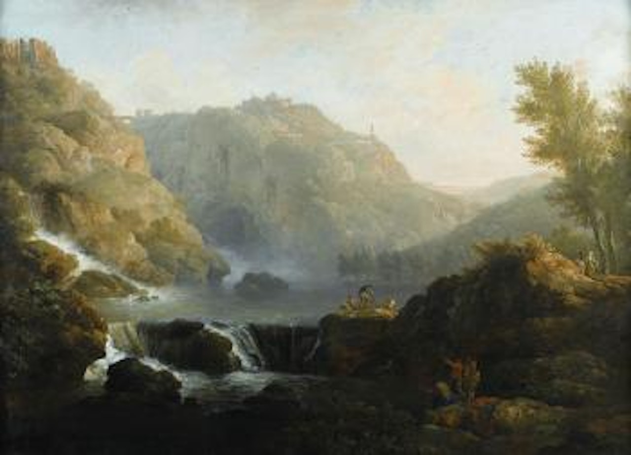 Dessinateurs Face À Une Cascade Au Pied Du Tivoli by Claude Joseph Vernet