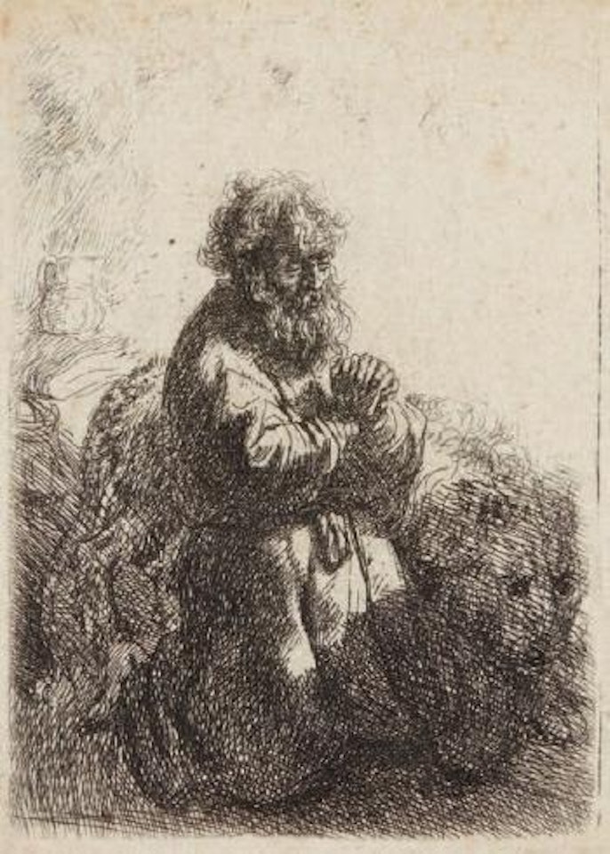 Saint Jérôme à genoux by Attributed to Rembrandt Harmensz van Rijn