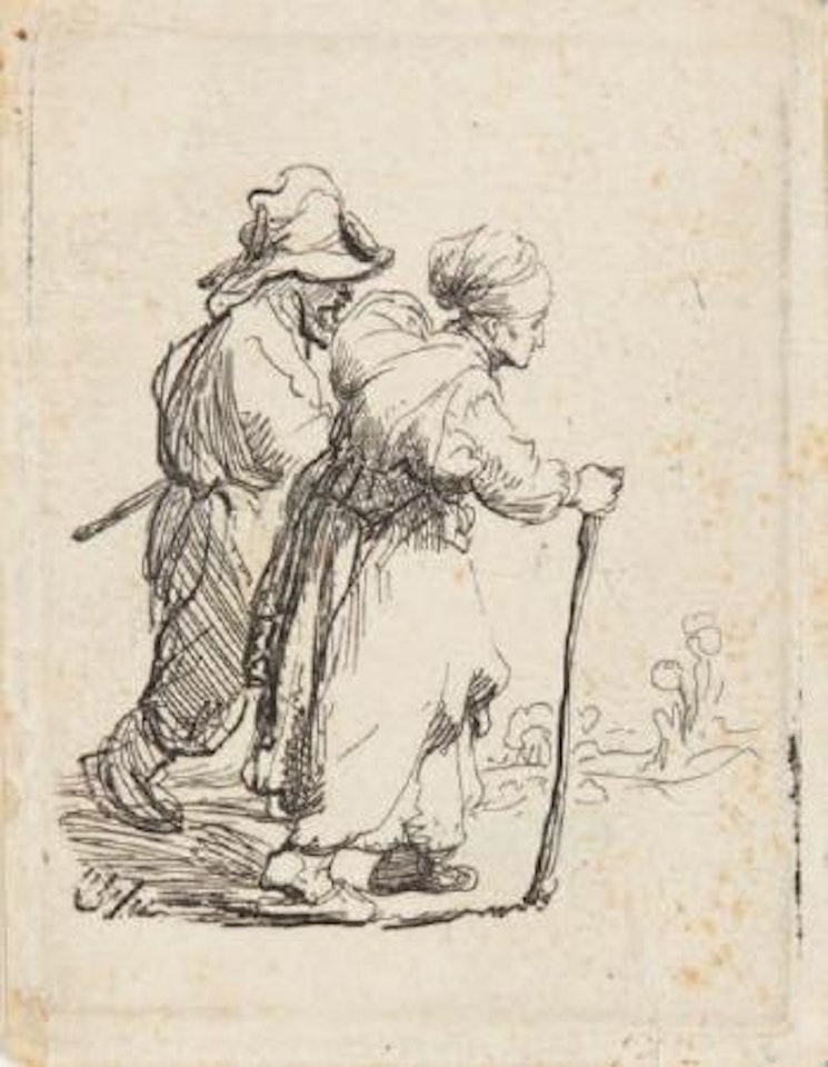Paysan et paysanne marchant by Attributed to Rembrandt Harmensz van Rijn