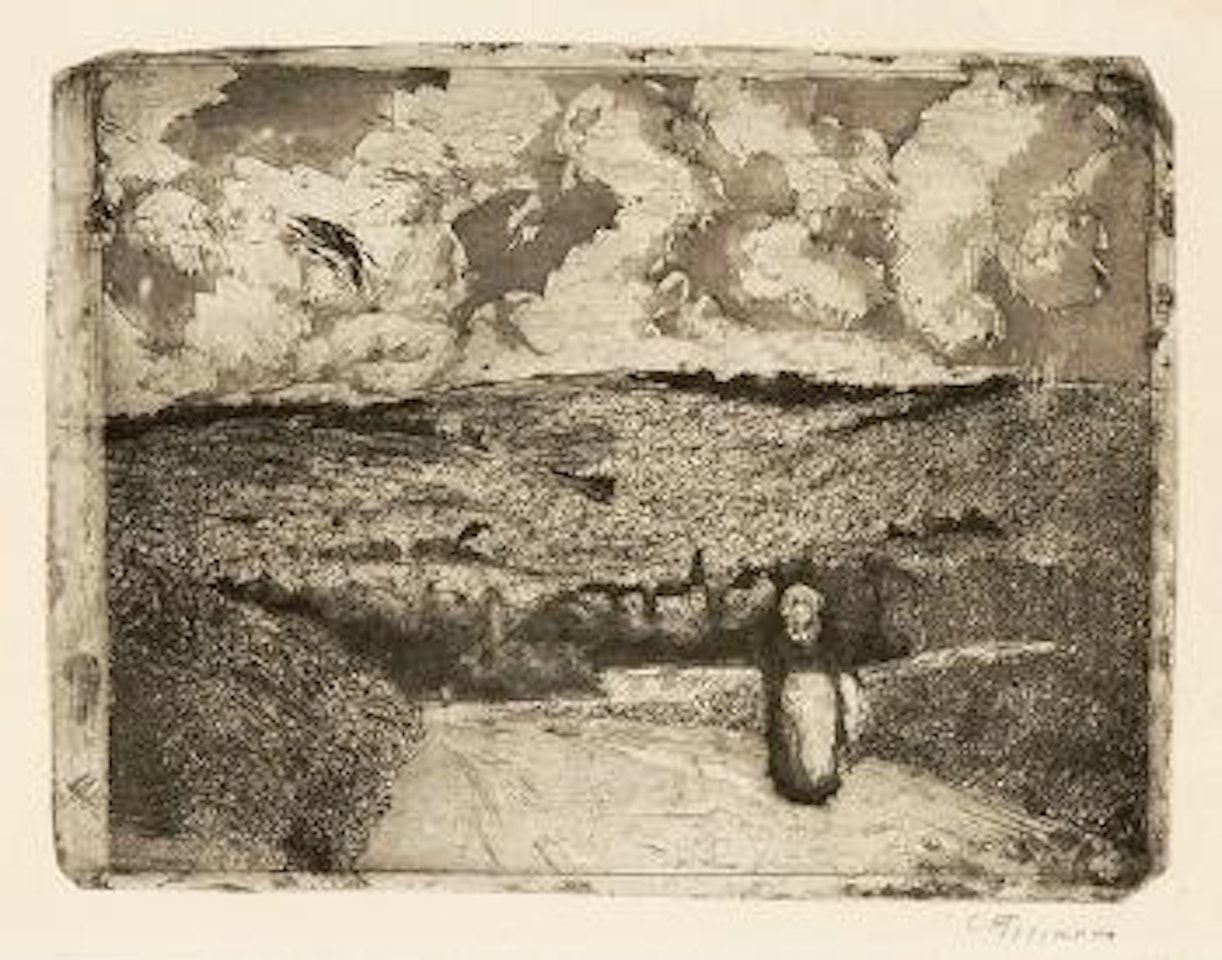 La femme sur la route by Camille Pissarro