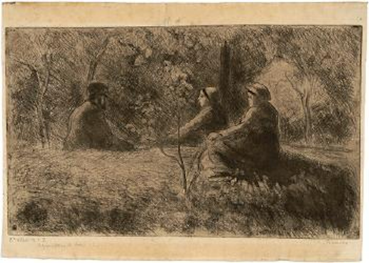 Repos du dimanche dans le bois by Camille Pissarro