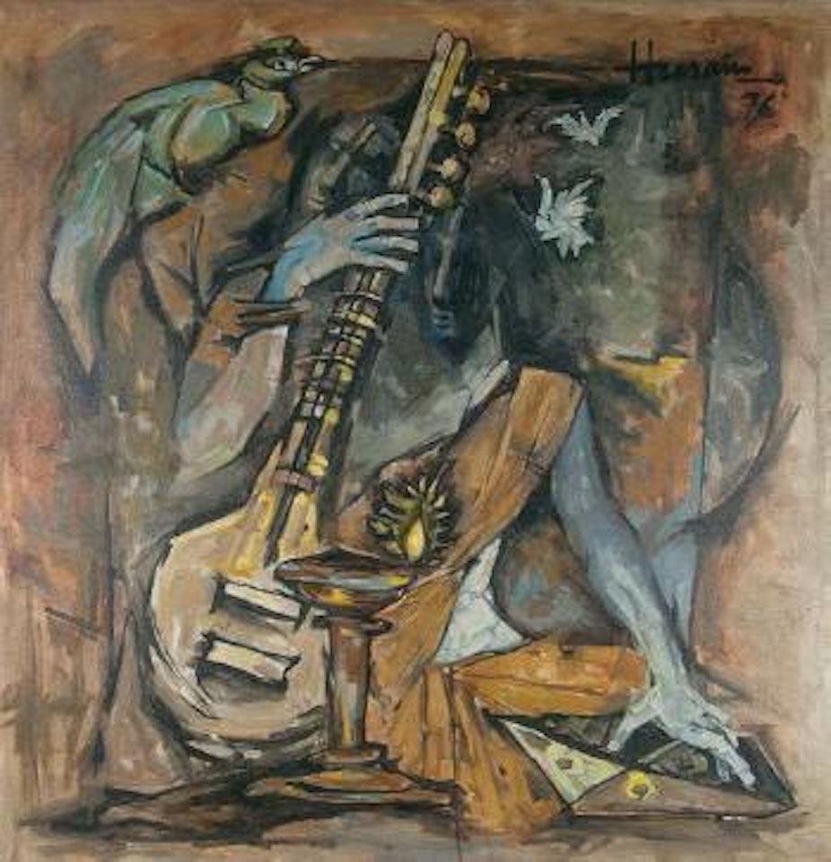Sitar player by M.F. Husain