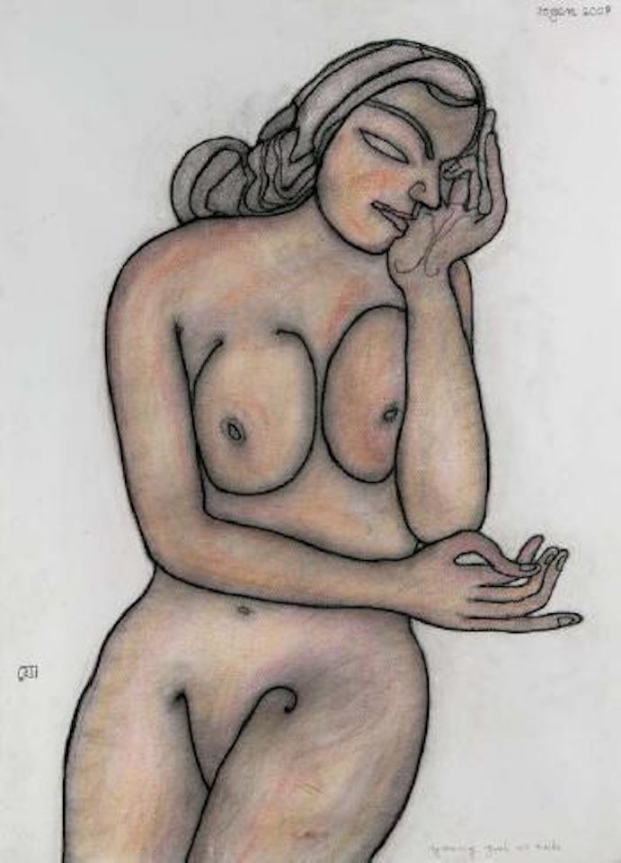 Young girl as nude by Jogen Chowdhury