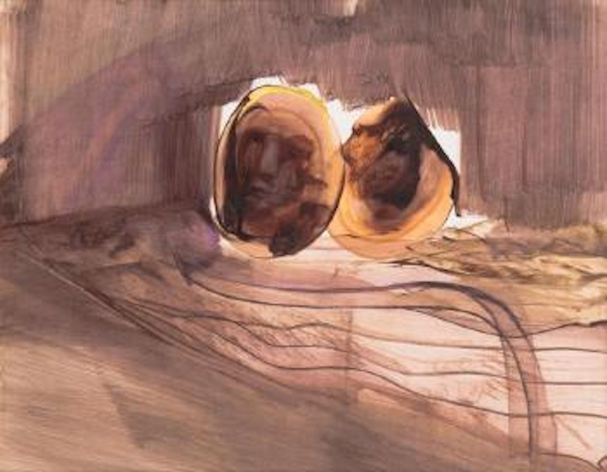 Entwined faces, the artist and the poet by Sidney Nolan