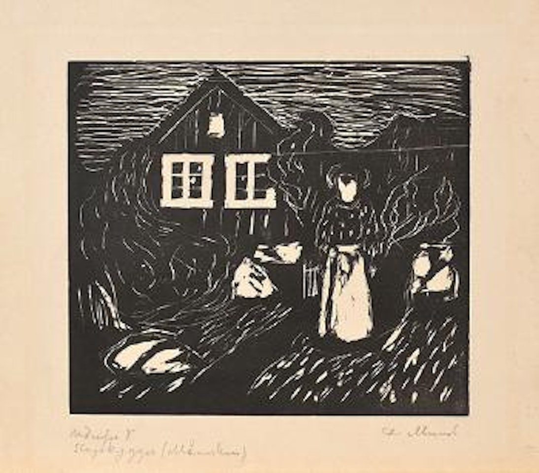 Vor dem Haus bei Mondschein by Edvard Munch
