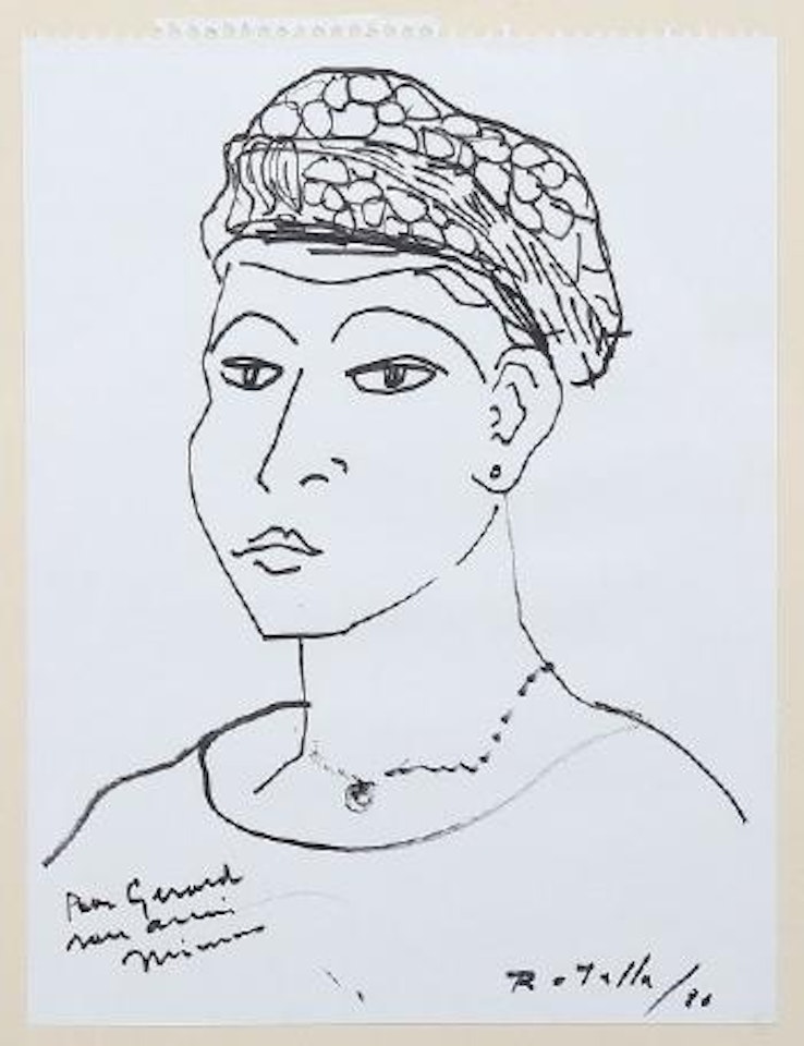Portrait de jeune femme à la casquette by Mimmo Rotella