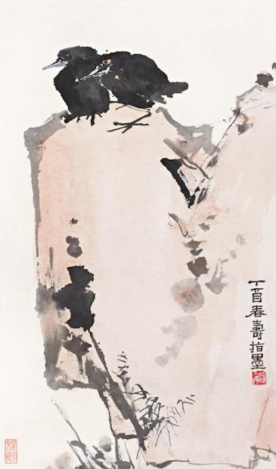 A pair of birds by Pan Tianshou