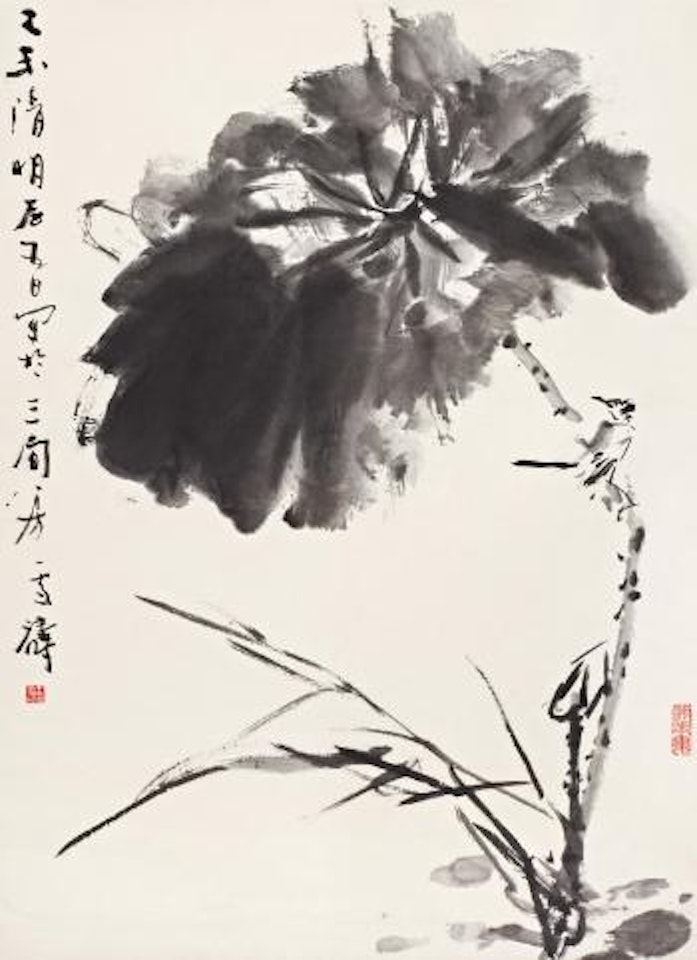 Bird and lotus by Wang Xuetao